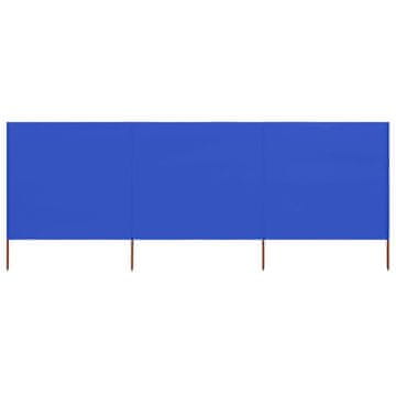 Vidaxl Vjetrobran s 3 panela od tkanine 400 x 120 cm azurno plavi