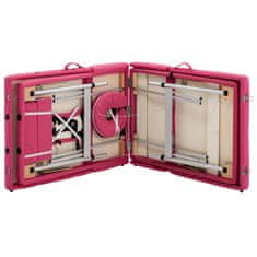 Vidaxl Sklopivi stol za masažu s 4 zone aluminijski ružičasti