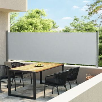 Vidaxl Uvlačna bočna tenda za terasu 140 x 600 cm siva