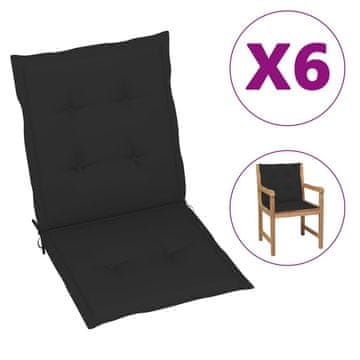 Vidaxl Jastuci za vrtne stolice, 6 kom, crni, 100x50x3 cm