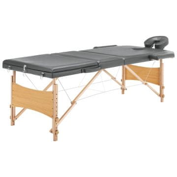 Vidaxl Masažni stol s 3 zone i drvenim okvirom, antracit, 186 x 68 cm