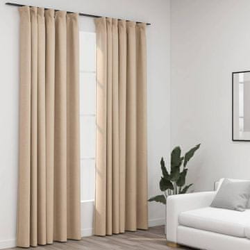 Vidaxl Zavjese s izgledom lana, 2 kom, bež, 140x245 cm