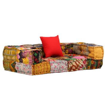 Vidaxl Modularni puf za 2 osobe, patchwork, tkanina