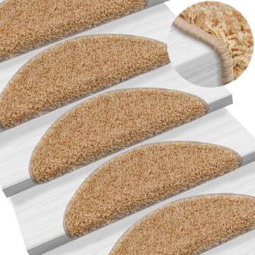 Vidaxl Prostirke za stepenice 15 kom 65x21x4 cm krem poluokrugle velike