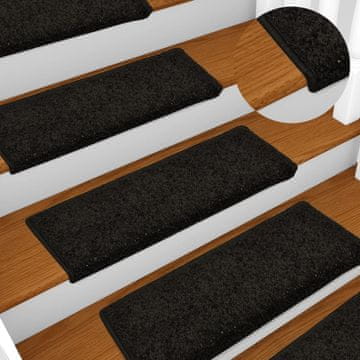 Vidaxl Prostirke za stepenice 15 kom 65x21x4 cm Crne pravokutne rubove