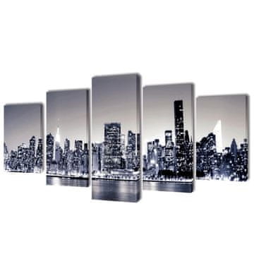 Vidaxl Zidne Slike na Platnu Monokromatski Set s Printom New York 200 x 100 cm