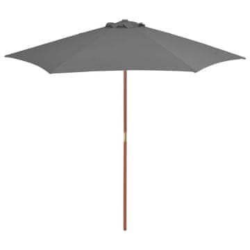 Vidaxl Vrtni suncobran s drvenom motkom, 270 cm, antracit