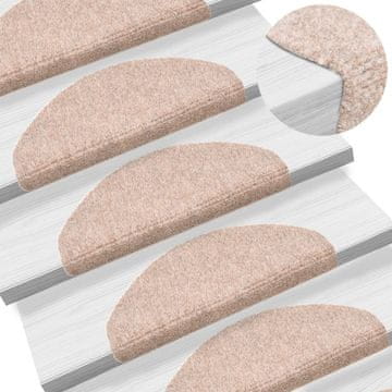 Vidaxl Samoljepljive prostirke za stepenice 15 kom 65x21x4 cm svijetlosmeđe poluokrugle velike