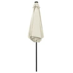 Vidaxl Vrtni suncobran LED s aluminijskim stupom 270 cm pijesak bijeli
