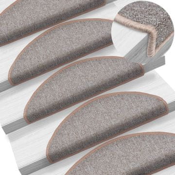 Vidaxl Prostirke za stepenice 15 kom 65x24x4 cm svijetlosmeđe, poluokrugle, velike