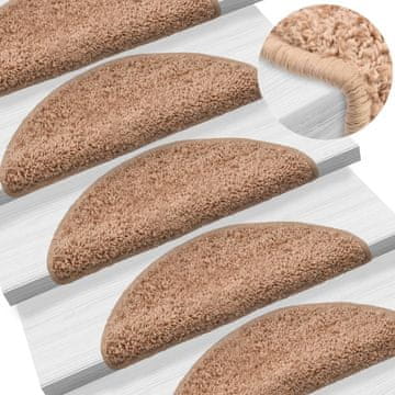Vidaxl Prostirke za stepenice 15 kom 65x21x4 cm bež poluokrugle velike