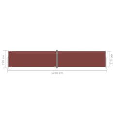 Vidaxl Uvlačiva bočna tenda smeđa 220 x 1200 cm