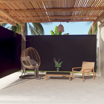 Vidaxl Uvlačna bočna tenda crna 200 x 600 cm