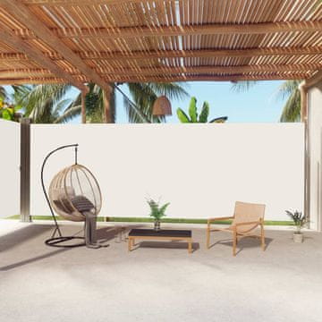 Vidaxl Uvlačna bočna tenda, krem, 220 x 1000 cm