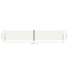 Vidaxl Uvlačiva bočna tenda krem 220 x 1200 cm