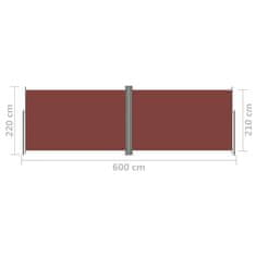Vidaxl Uvlačiva bočna tenda smeđa 220 x 600 cm