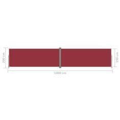 Vidaxl Uvlačiva bočna tenda crvena 200 x 1000 cm