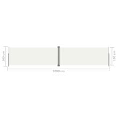 Vidaxl Uvlačiva bočna tenda krem 200 x 1000 cm