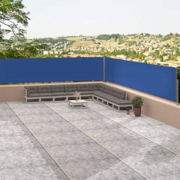 Vidaxl Uvlačna bočna tenda plava 117 x 1200 cm