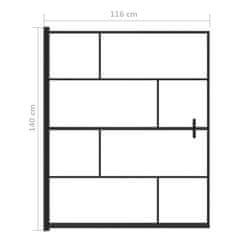 Vidaxl Pregrada za tuš ESG 116 x 140 cm crna