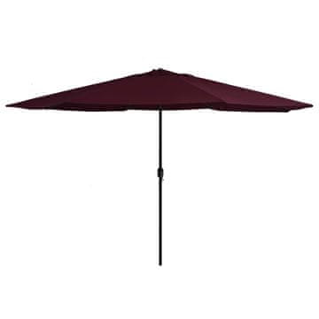 Vidaxl Vrtni suncobran s metalnim stupom 390 cm bordo