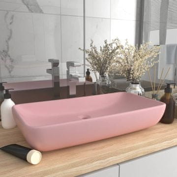 Vidaxl Pravokutni umivaonik mat roza 71x38 cm keramički