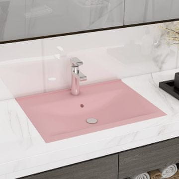Vidaxl Umivaonik s otvorom za slavinu mat ružičasti 60x46 cm keramički