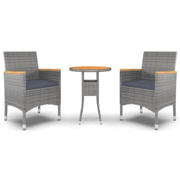 Vidaxl 3-dijelni vrtni blagovaonski set od poliratana sivi