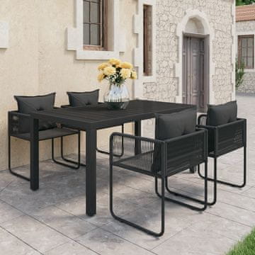 Vidaxl Vrtni set od 5 komada od ratana i PVC-a, crni