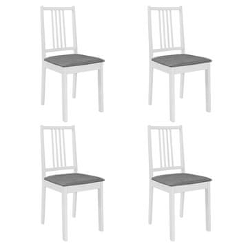 Vidaxl Blagovaonske stolice od masivnog drva s jastucima 4 kom bijele