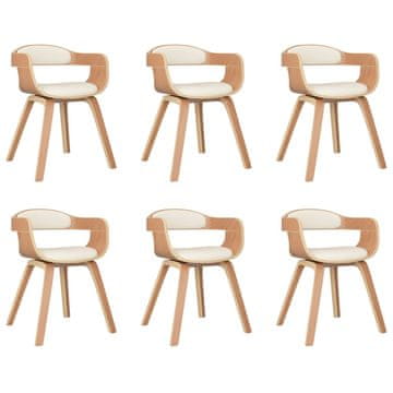 Vidaxl Blagovaonska stolica 6 kom krem savijeno drvo i umjetna koža