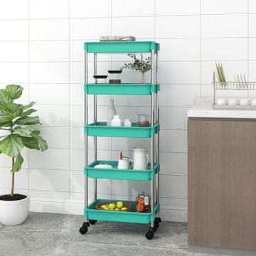 Vidaxl Kuhinjska kolica s 5 razina tirkizna 42x29x128 cm željezo i ABS