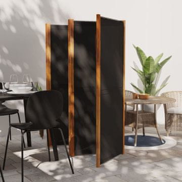Vidaxl Pregrada za sobu s 5 panela, crna, 350 x 180 cm