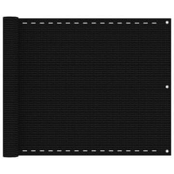 Vidaxl Balkonski zastor crni 75 x 600 cm HDPE