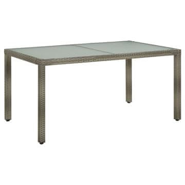 Vidaxl Vrtni stol 150x90x75 cm Kaljeno staklo i PE ratan Siva boja