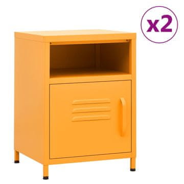 Vidaxl Noćni ormarići, set od 2, senf, 35x35x51 cm, čelik