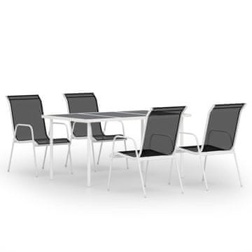 Vidaxl 5-dijelni vrtni blagovaonski set čelični crni