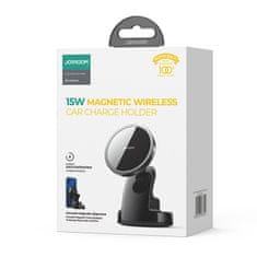 Joyroom Magnetic držač mobitela za auto, Qi punjač 15W, crno