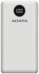 AData P20000QCD, prijenosna baterija, 20.000 mAh, bijela