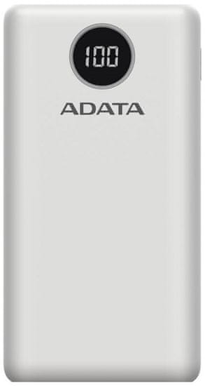 AData P20000QCD, prijenosna baterija, 20.000 mAh, bijela