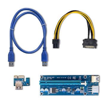 Qoltec Qoltec Riser PCI-E 1x - 16x | USB 3.0 | ver. 009 | SATA / PCIe 6-pinski