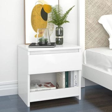 Vidaxl Noćni ormarići, set od 2, bijela, visoki sjaj, 40x30x39 cm, MDF