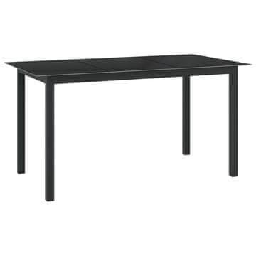 Vidaxl Vrtni stol Crni 150x90x74 cm Aluminij i staklo