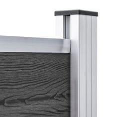 Vidaxl Set panela za ogradu WPC 699 x 146 cm crni