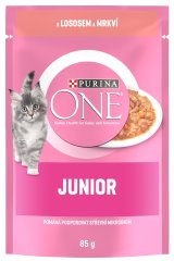 Purina ONE Junior vrećice za mačke, mini fileti s lososom i mrkvom u soku, 24x 85 g