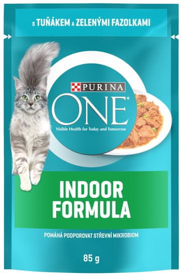 Purina ONE Indoor vrećice za mačke, mini fileti s tunom i zelenim grahom u soku, 24x 85 g