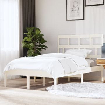 Vidaxl Okvir za krevet Bijeli Masivni borov drvo 140 x 200 cm