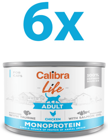 Calibra Life Adult konzerva za mačke, piletina i srca, 6 x 200 g
