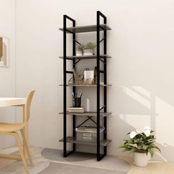 Vidaxl Biblioteka s 5 katova siva 60x30x175 cm bor