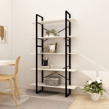 Vidaxl Biblioteka s 5 razina, bijela, 100 x 30 x 175 cm, bor